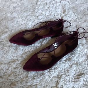Burgundy velvet lace-up Mossimo shoes